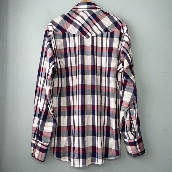 Vtg Rustler Mens Size 16 34 / 35 Pearl Snap X Long Tails Western Shirt Cowboy - Picture 4 of 10